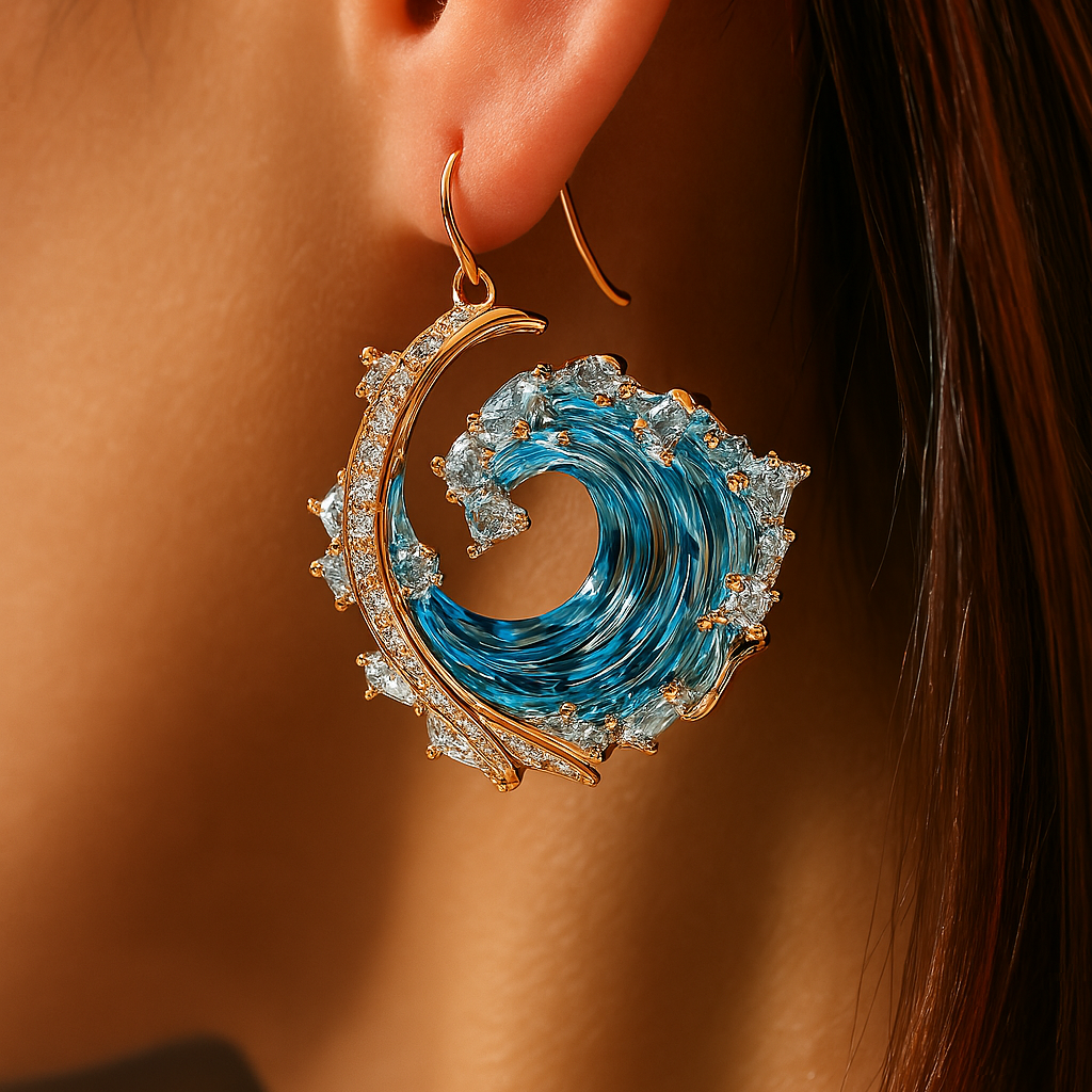 Brincos de Compromisso do Oceano Olívia Boutique Joias