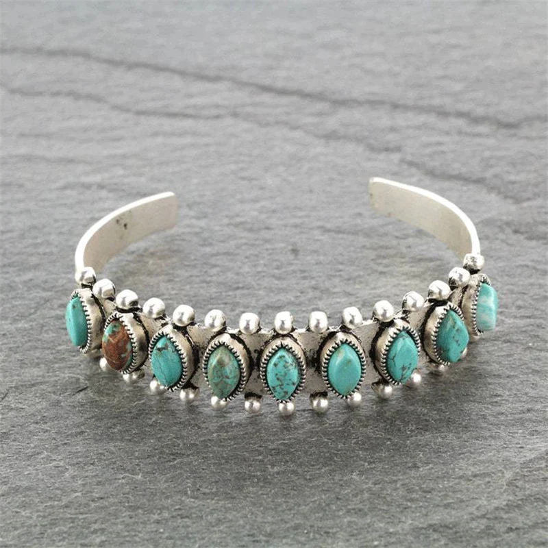Bracelete de pedra turquesa vintage Olívia Boutique Joias