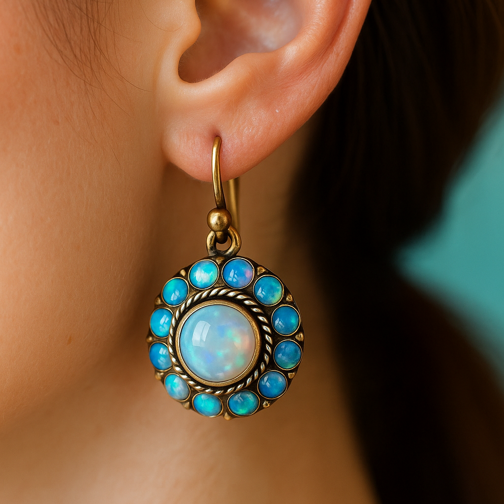 Brincos de opala vintage de herança Olívia Boutique Joias