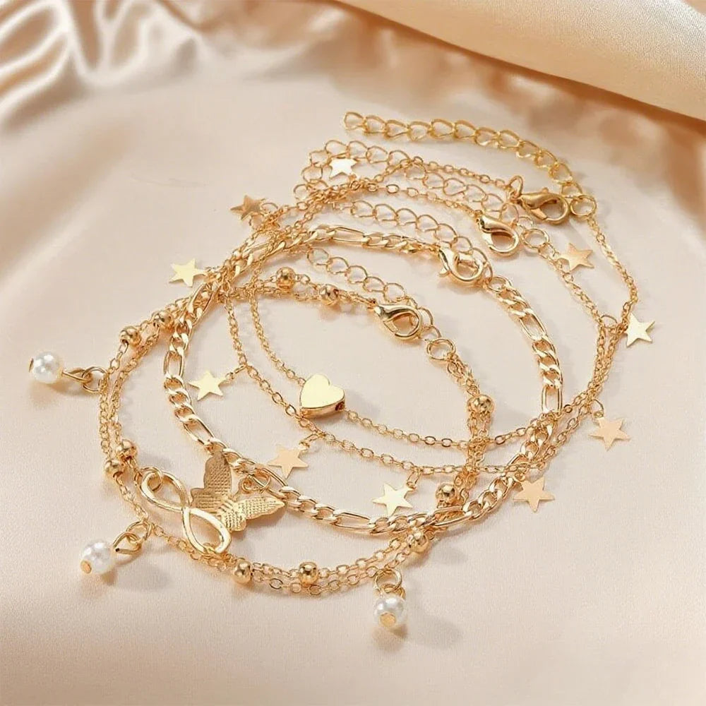 Conjunto de Tornozeleira Sonhos de Borboleta Pérola Olívia Boutique Joias