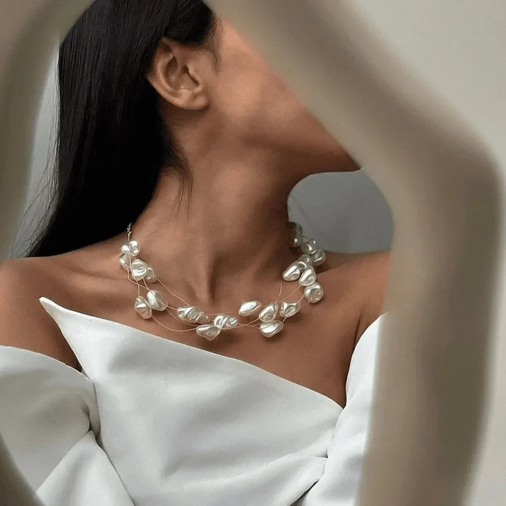 Conjunto de Colar e Pulseira de Pérolas Luminosas Olívia Boutique Joias