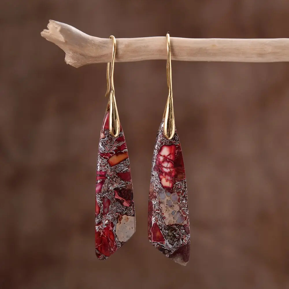 Brincos Pendentes de Regalite Vermelho Olívia Boutique Joias