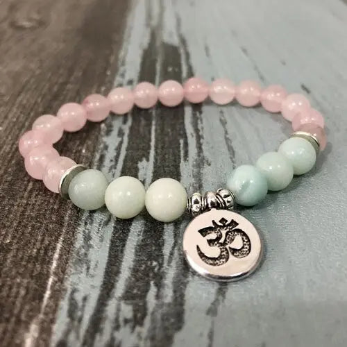 Pulseira Mala de Pedras de Quartzo Rosa e Amazonita Olívia Boutique Joias