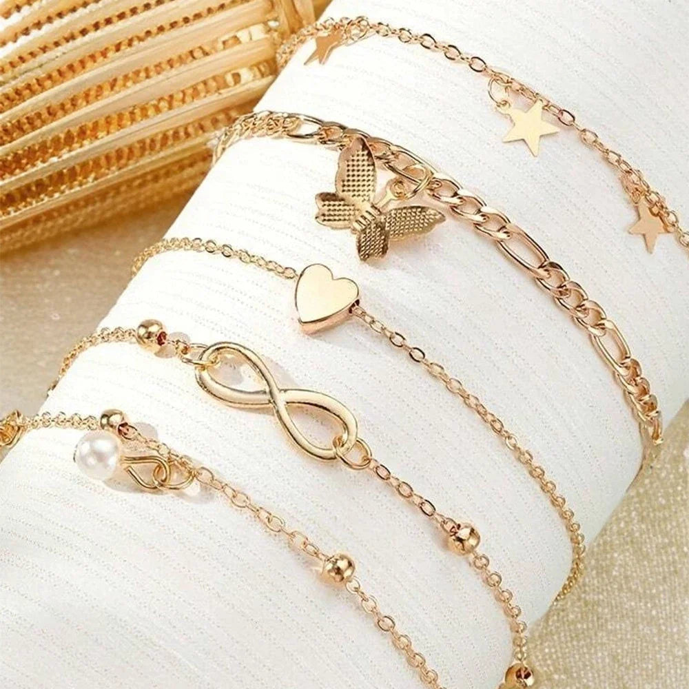 Conjunto de Tornozeleira Sonhos de Borboleta Pérola Olívia Boutique Joias