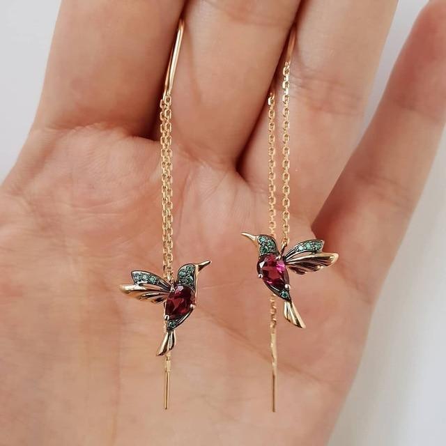 Brincos de esmalte e zircônia Colibri Olívia Boutique Joias