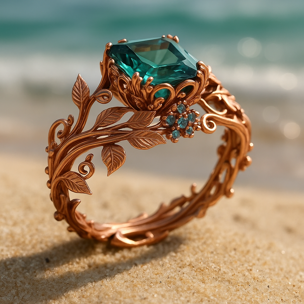 Anel de Cristal Verde Natural Olívia Boutique Joias